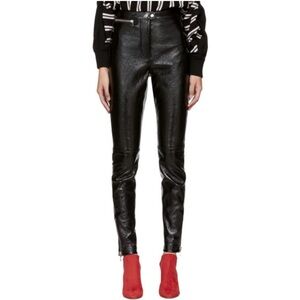 Black Patent Leather Ankle Zip Legging